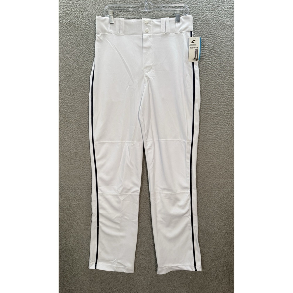 Champro Baseball Pants Adult Medium White Blue Loose Fit Open Bottom Performance